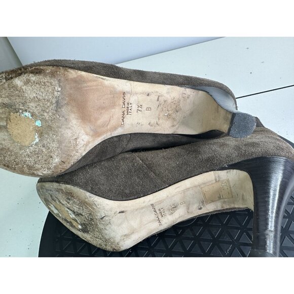 DANA DAVIS Brown Suede Leather Ankle Booties Sz 7.5 B - Picture 11 of 11